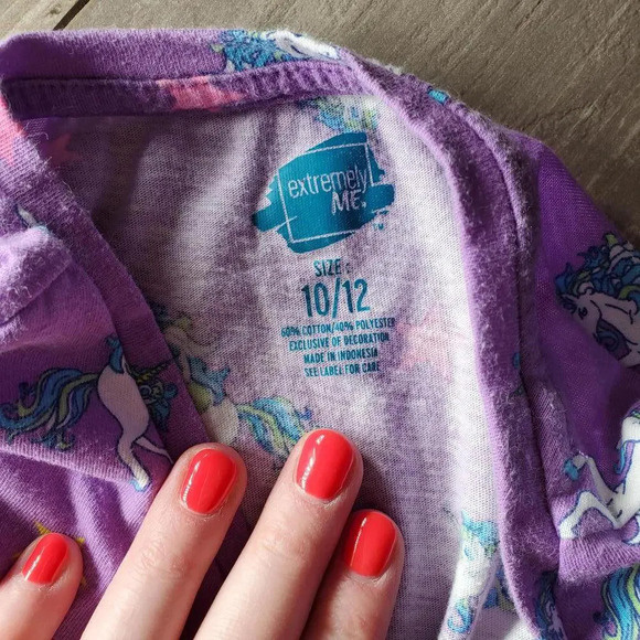 Extremely Me Casual Purple Unicorn Tie Waist Dress Size Large 10-12 - Picture 2 of 10